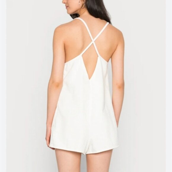 NWT Zara White Denim Berit Summer Romper- Large - Picture 2 of 16